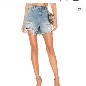 Free People Relaxed & Destroyed Jean Skirt